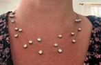 Ketting neutraal witte stras steentjes verzilverd NIEUW, Wit, Nieuw, Ophalen of Verzenden, Zilver