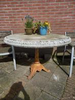 Unieke ronde tuintafel met antieke poot, Overige materialen, Rond, Gebruikt, Ophalen