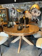Ronde Eettafel Dingklik Beek Teakhout-120 cm (diameter), Ophalen, Teakhout tafel rond 140 cm, Zo goed als nieuw, Vijf personen of meer