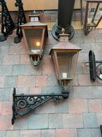 Antieke Gietijzeren Wandlamp met Koperen Kap, Overige materialen, Gebruikt, Info@nostalux.nl, Wandlamp