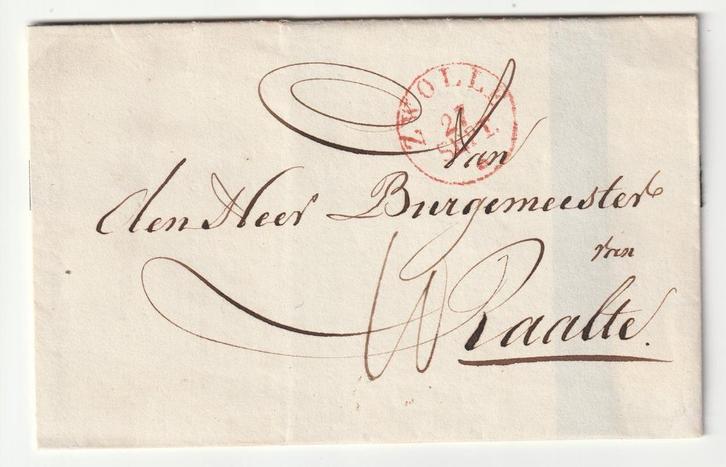 Stempel Zwolle omstreeks 1830 omslag vouwbrief poststuk, Postzegels en Munten, Brieven en Enveloppen | Nederland, Envelop, Verzenden