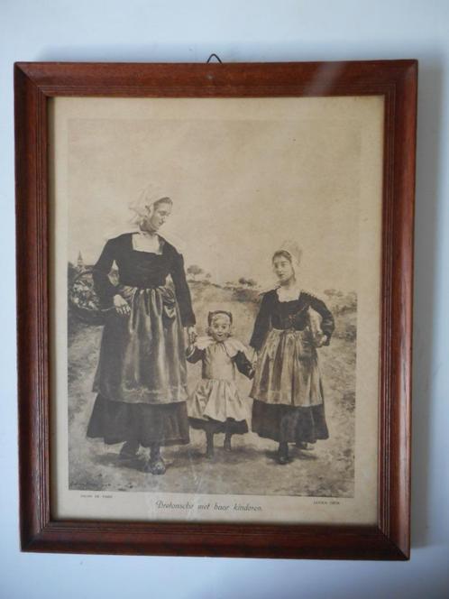 Grote fotogravure Bretonse vrouw klederdracht. Lucien Gros, Antiek en Kunst, Kunst | Tekeningen en Foto's, Ophalen