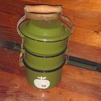 Vintage groene emaille lunchbox, Ophalen of Verzenden