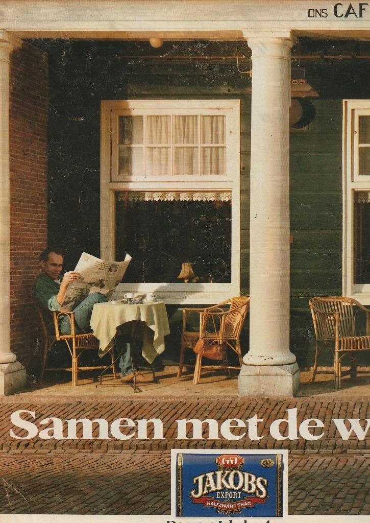 Retro reclame 1992 Jakobs shag samen op terrasje, Verzamelen, Retro, Overige typen, Verzenden