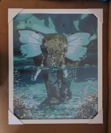 Olifant - Schilderij 40x50 in witte lijst beschikbaar voor biedingen