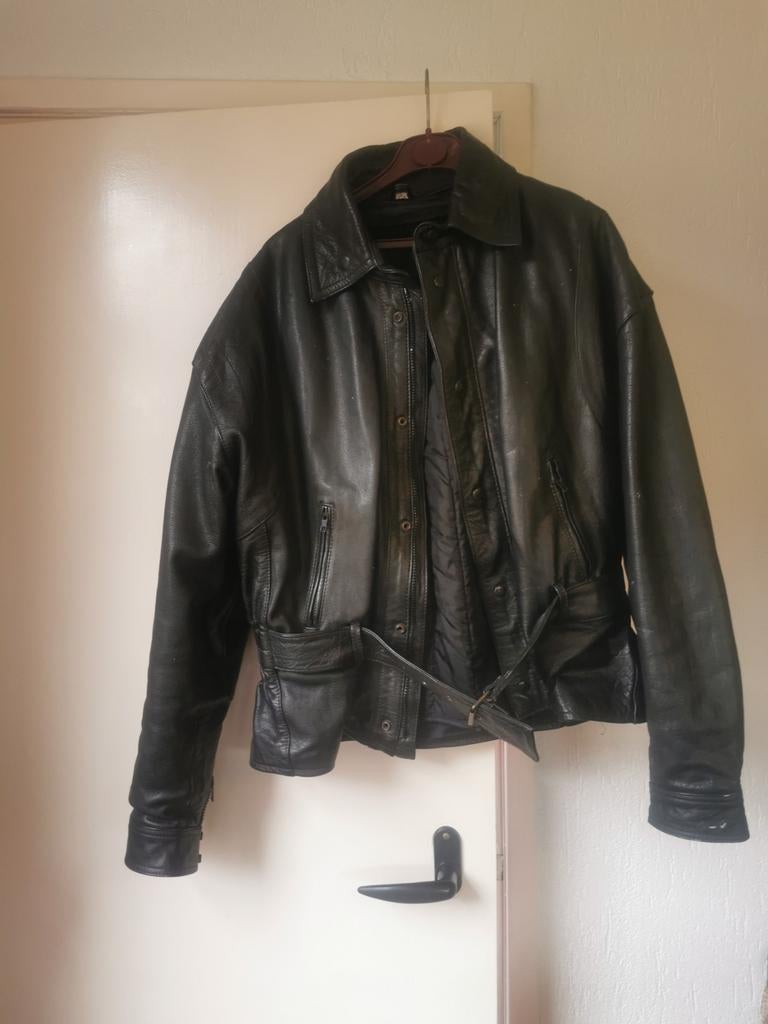 Leren jas gevoerd, Kleding | Heren, Jassen | Winter, Ophalen, Gedragen, Maat 56/58 (XL), Zwart