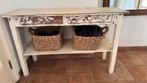 Mooie authentieke witte sidetable - ibiza boho-120brx40dx75h, Huis en Inrichting, Tafels | Sidetables, Ophalen, 100 tot 150 cm