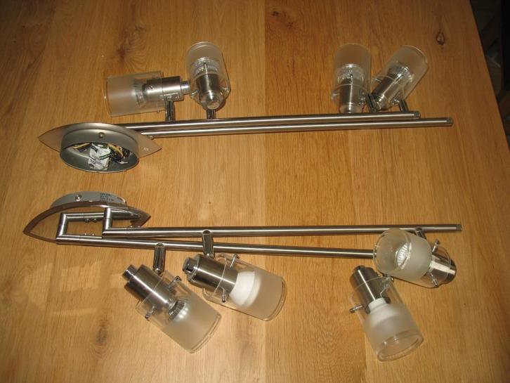 EGLO Verstelbare Glazen Spots op Stang 2x = Setprijs, Huis en Inrichting, Lampen | Spots, Zo goed als nieuw, Metaal of Aluminium