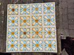 16 art nouveau wandtegels Gilliot Hemiksem turquoise geel, Ophalen