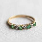 Vintage 9ct goud eternity ring smaragd emerald diamant 16,75, Ophalen of Verzenden, Met edelsteen, Dame, Goud