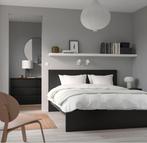 Zwart Ikea Malm bed 140x200 incl. matras en lattenbodem, Huis en Inrichting, Ophalen, Gebruikt, Tweepersoons