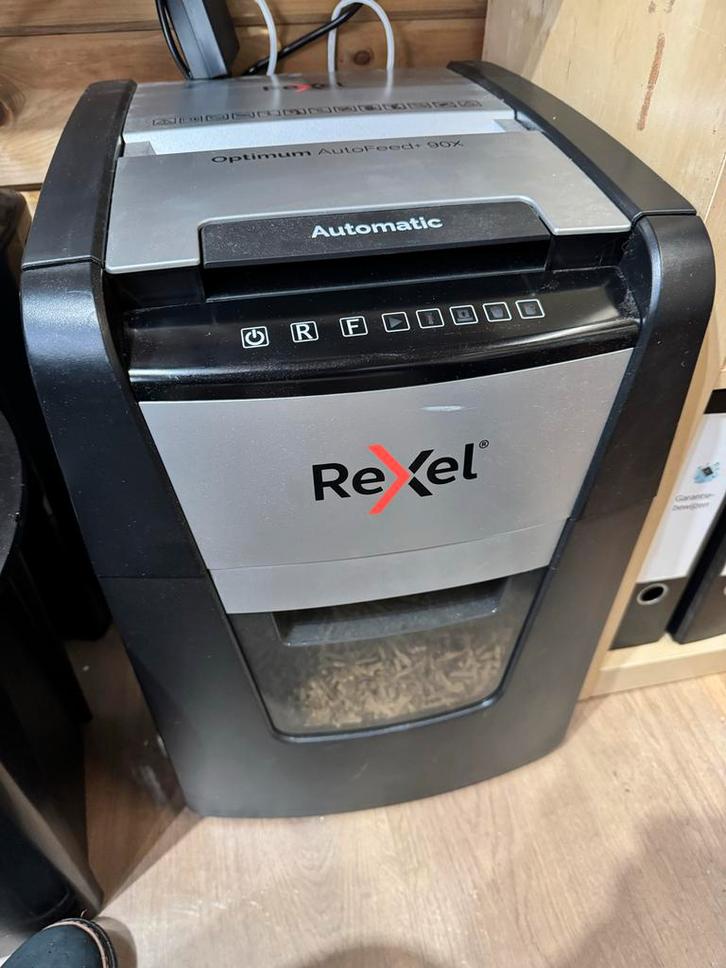 Rexel Optimum Autofeed+ 90 Papierversnipperaar - Z.G.A.N., Computers en Software, Printers, Zo goed als nieuw, Ophalen