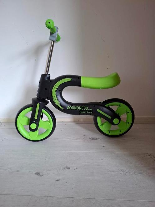 Groen/zwarte stoere loopfiets, loopfietsje, Kinderen en Baby's, Speelgoed | Buiten | Voertuigen en Loopfietsen, Nieuw, Loopfiets