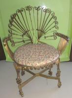 Miniatuur metalen sierstoel met stoffenzitting, Ophalen of Verzenden, Gebruikt, Overige typen