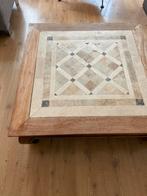 Salontafel mozaik massief hout, Huis en Inrichting, Tafels | Salontafels, 50 tot 100 cm, Vierkant, Zo goed als nieuw, Minder dan 50 cm