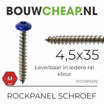 Rockpanelschroeven A4 maten 4.5x25-35-50mm Bouwcheap ., Doe-het-zelf en Verbouw, Hout en Planken, Nieuw, Ophalen of Verzenden