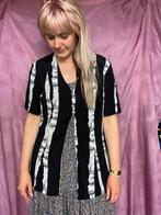 Vintage blouse - zwart / wit print - Jaren 90 - 38/M/medium, Maat 38/40 (M), Zwart, Hgv, Ophalen of Verzenden