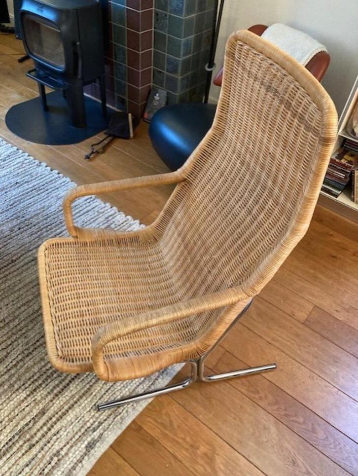 *fauteuil 514C Dirk van Sliedrecht voor Rohe Noordwolde*, Huis en Inrichting, Fauteuils, Gebruikt, Metaal, Riet of Rotan, Minder dan 50 cm