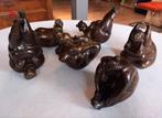 Bronzen stevige dames in yoga houdingen 6 stuks, Ophalen of Verzenden