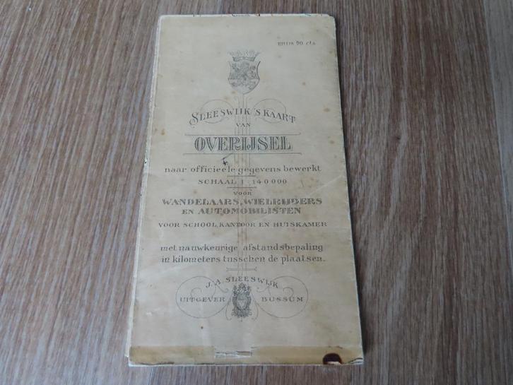 oude jaren 20 landkaart: Sleeswijk's Kaart van Overijssel, Boeken, Atlassen en Landkaarten, Gelezen, Landkaart, Nederland, 1800 tot 2000
