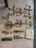 Jaren 20 - jaren 30 stijl messing deur krukken en schilden, Ophalen, Gebruikt, Koper of Messing, Klink of Kruk