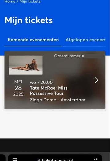 Tate McRae Tour | Floor tickets (GA) | ZiggoDome Amsterdam beschikbaar voor biedingen