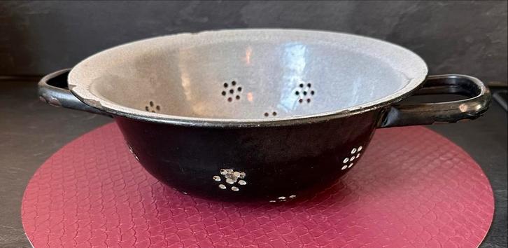 Vintage Emaille Vergiet met Handvatten, Antiek en Kunst, Antiek | Emaille, Ophalen of Verzenden