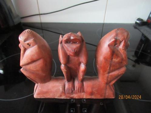 ART DECO HOUTEN BEELDJE -APEN- HOREN, ZIEN EN ZWIJGEN -C1935, Antiek en Kunst, Kunst | Beelden en Houtsnijwerken, Ophalen of Verzenden