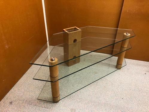design hoektafel, Huis en Inrichting, Tafels | Bijzettafels, Zo goed als nieuw, Overige vormen, 45 tot 60 cm, 75 cm of meer, Glas