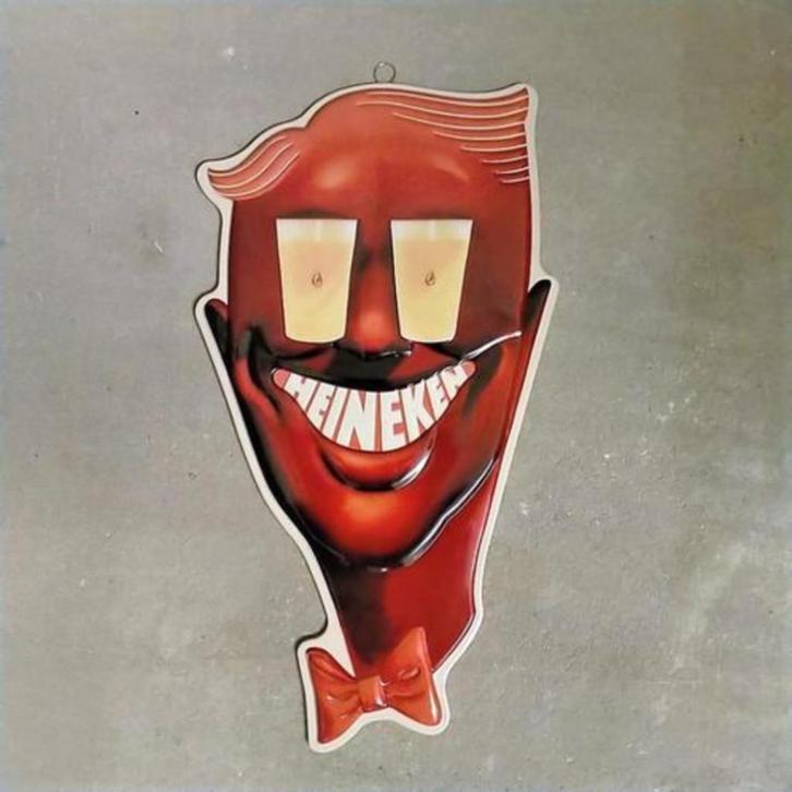 70's Reclamebord HEINEKEN CHARLIE Bier Blikken Vintage Plaat, Verzamelen, Merken en Reclamevoorwerpen, Gebruikt, Reclamebord, Verzenden