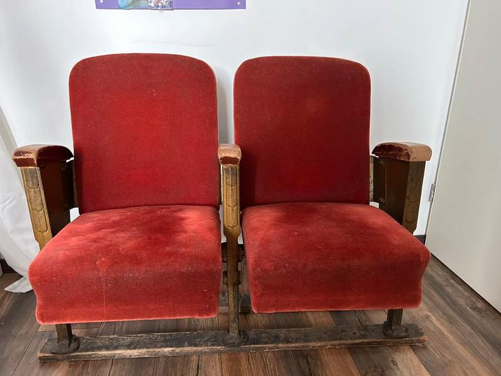 Antieke Bioscoopstoelen - Dubbele Zitplaats, Antiek en Kunst, Antiek | Meubels | Stoelen en Banken, Ophalen