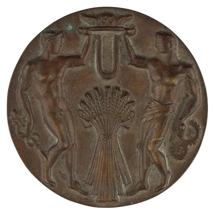 PENNING 1948 Pieter d'Hont : 50ste Jaarbeurs Utrecht, Postzegels en Munten, Penningen en Medailles, Brons, Nederland, Verzenden