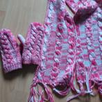 Roze / witte sjaal met wanten, Ophalen of Verzenden, Zo goed als nieuw, 170 of groter, Meisje