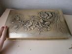 Grote bijzondere goudkleurige doos bloempatroon in relief, Ophalen of Verzenden