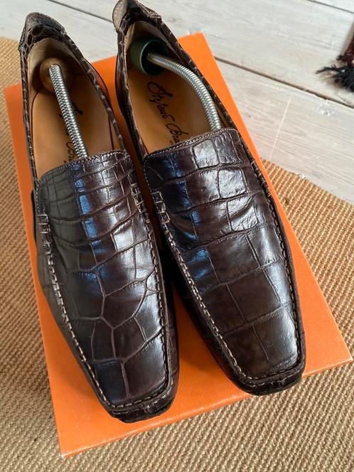 Stefano Branchini bruine croco loafers Italië 7,5 42, Kleding | Heren, Schoenen, Zo goed als nieuw, Loafers, Bruin, Verzenden