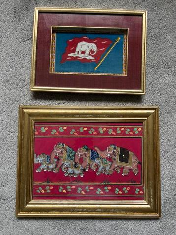 2 afbeeldingen van olifanten, India / Azie, ingelijst beschikbaar voor biedingen