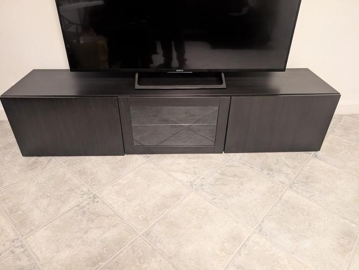 TV meubel, TV Kast met deuren, zwartbruin, 180x42x38 cm, Huis en Inrichting, Kasten | Televisiemeubels, Zo goed als nieuw, Minder dan 100 cm