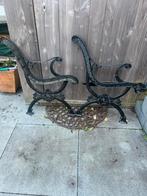 Authentieke gietijzeren zijpanelen tuinbank, Tuin en Terras, Ophalen of Verzenden, Gebruikt, Metaal