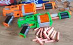 2x Nerf Furyfire oranje en groen met klitteband pijltjes, Ophalen, Gebruikt