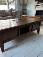 Teak salontafel, 130x80 x49hoog,2 lades en 2 opbergvakken, Huis en Inrichting, Tafels | Salontafels, Gebruikt, Ophalen