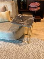 Marmeren bijzettafel met gouden frame, 45 tot 60 cm, Minder dan 55 cm, Gebruikt, Metaal of Aluminium