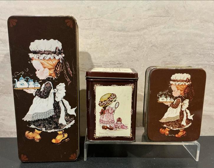 Vintage Sarah Key Trommeltjes - Set van 3 Holly Hobbie., Verzamelen, Poppen, Gebruikt, Verzenden
