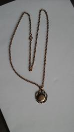 Bronskleurig ketting met medaillon, Sieraden, Tassen en Uiterlijk, Kettingen, Verzenden, Zo goed als nieuw, Zilver, Overige materialen