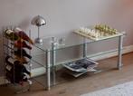 Scandinavisch vintage design tv meubel/wandkast glas &chroom, Ophalen, Modern, Vintage, minimalistisch, scandinavisch, Bauhaus