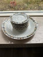 Vintage Gebaksset met Bloemenmotief, Ophalen, Gebruikt, Bord(en), Overige stijlen