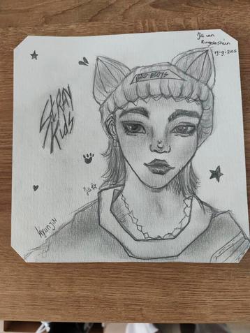 Straykids hyunjin potlood tekening  beschikbaar voor biedingen