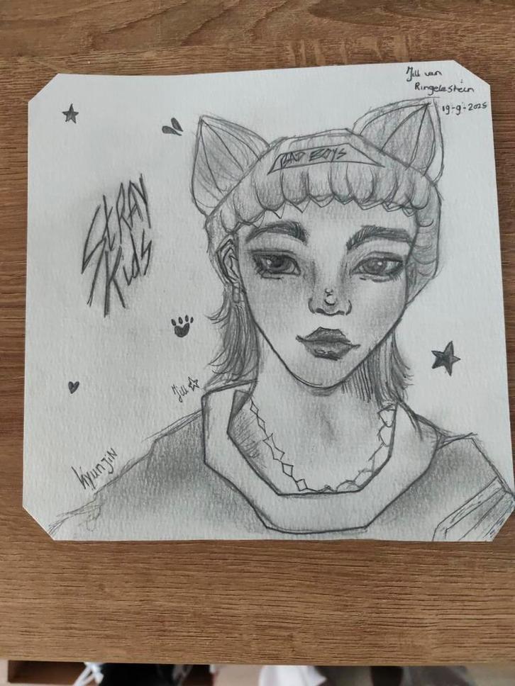 Straykids hyunjin potlood tekening, Antiek en Kunst, Kunst | Tekeningen en Foto's, Ophalen of Verzenden