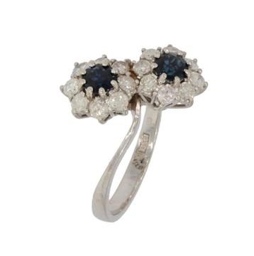 Saffieren diamanten 18k gouden luxe dames bloem ring design beschikbaar voor biedingen