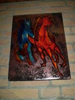 Mooi emaille-schilderij, gemaakt op een plaat.  46 x 34 cm., Minder dan 50 cm, Oorspronkelijke maker, Ophalen of Verzenden, Zo goed als nieuw