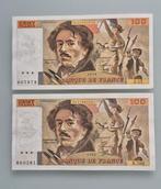 Bankbiljetten Frankrijk 2x 100 Franc 1979 en 1986, Ophalen of Verzenden, Frankrijk, Setje